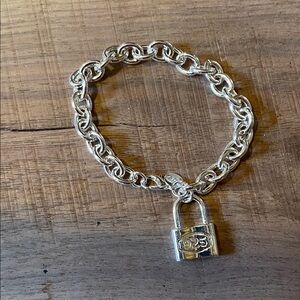 Silver Chain Bracelet with Padlock Charm